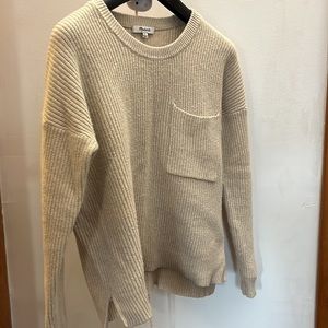 MADEWELL Knit Sweater Cream Boxy Ribbed Oversized Thompson Pocket Boho Neutral S